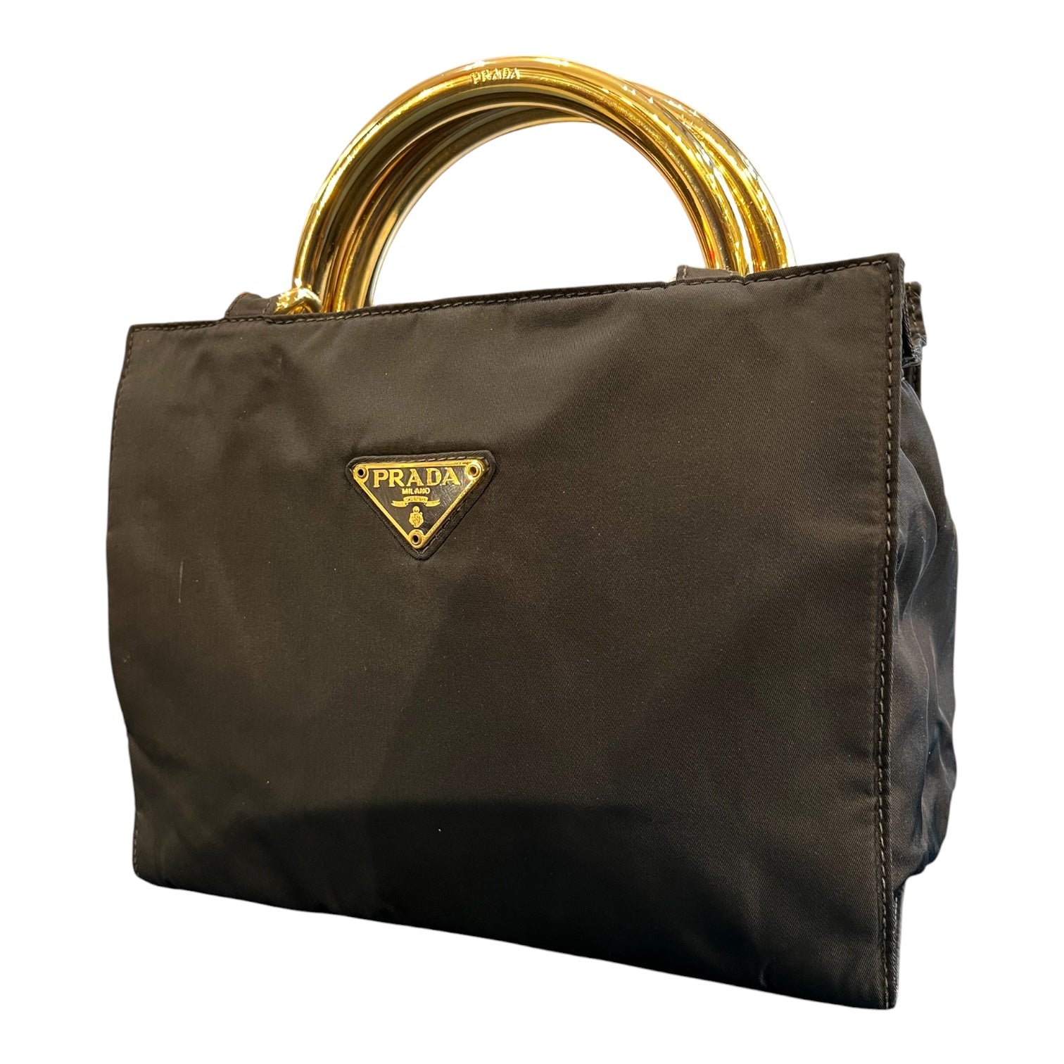 Prada Tessuto Metal Handle Bag
