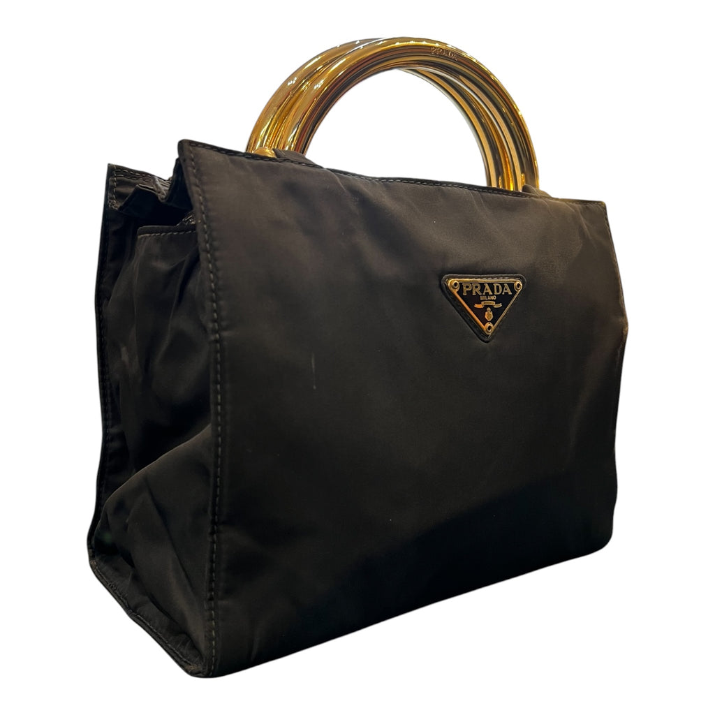 Prada Tessuto Metal Handle Bag