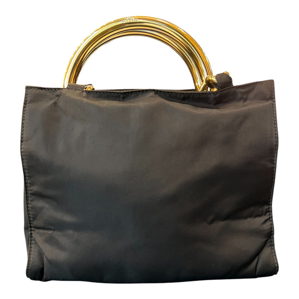 Prada Tessuto Metal Handle Bag