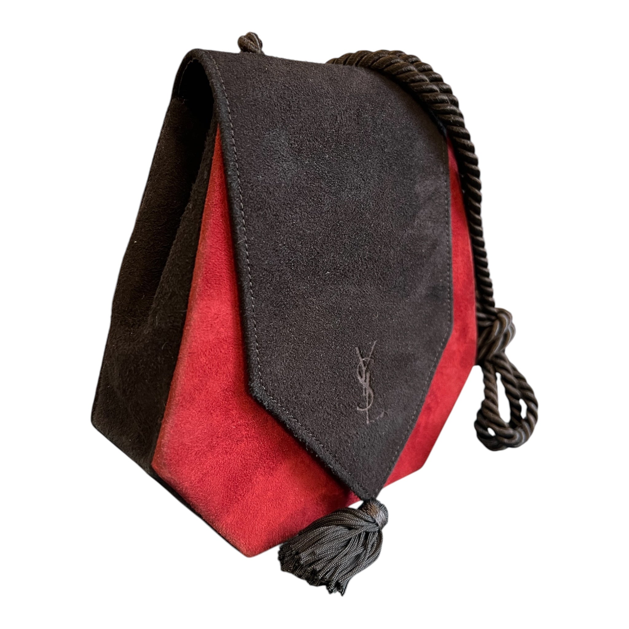 Yves Saint Laurent Bicolor Suede Tassel Crossbody Handbag
