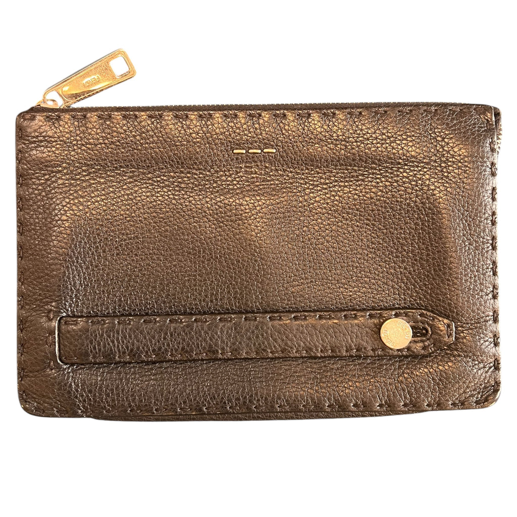 Fendi Black Grained Leather Clutch