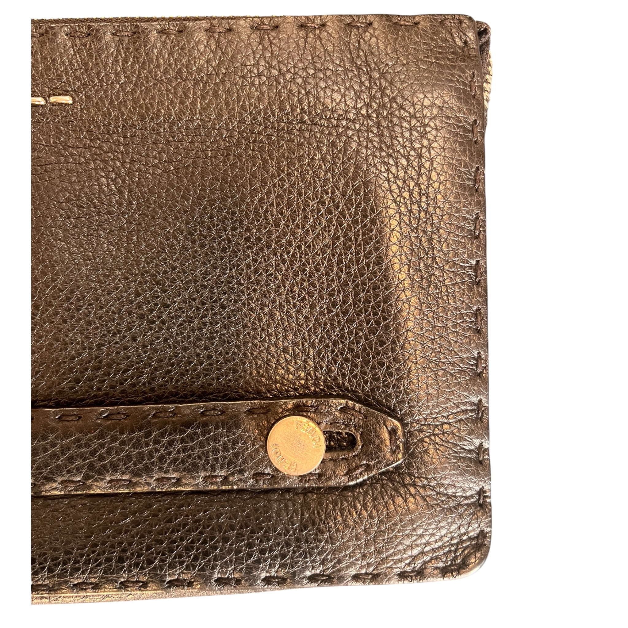 Fendi Black Grained Leather Clutch