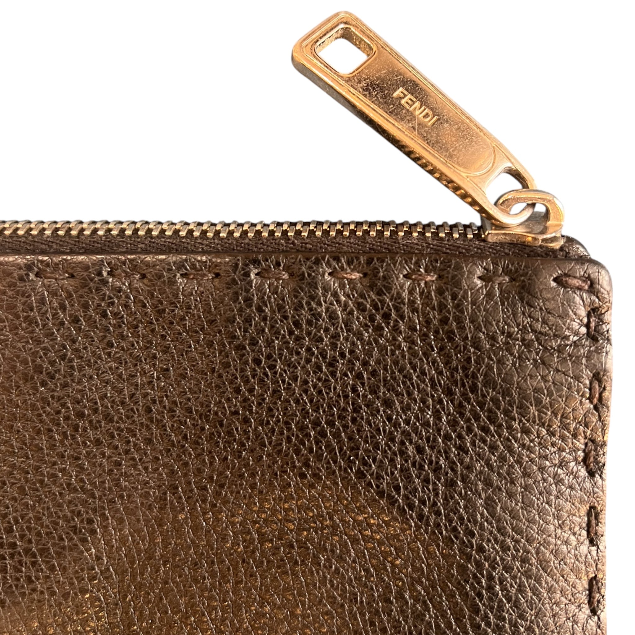 Fendi Black Grained Leather Clutch
