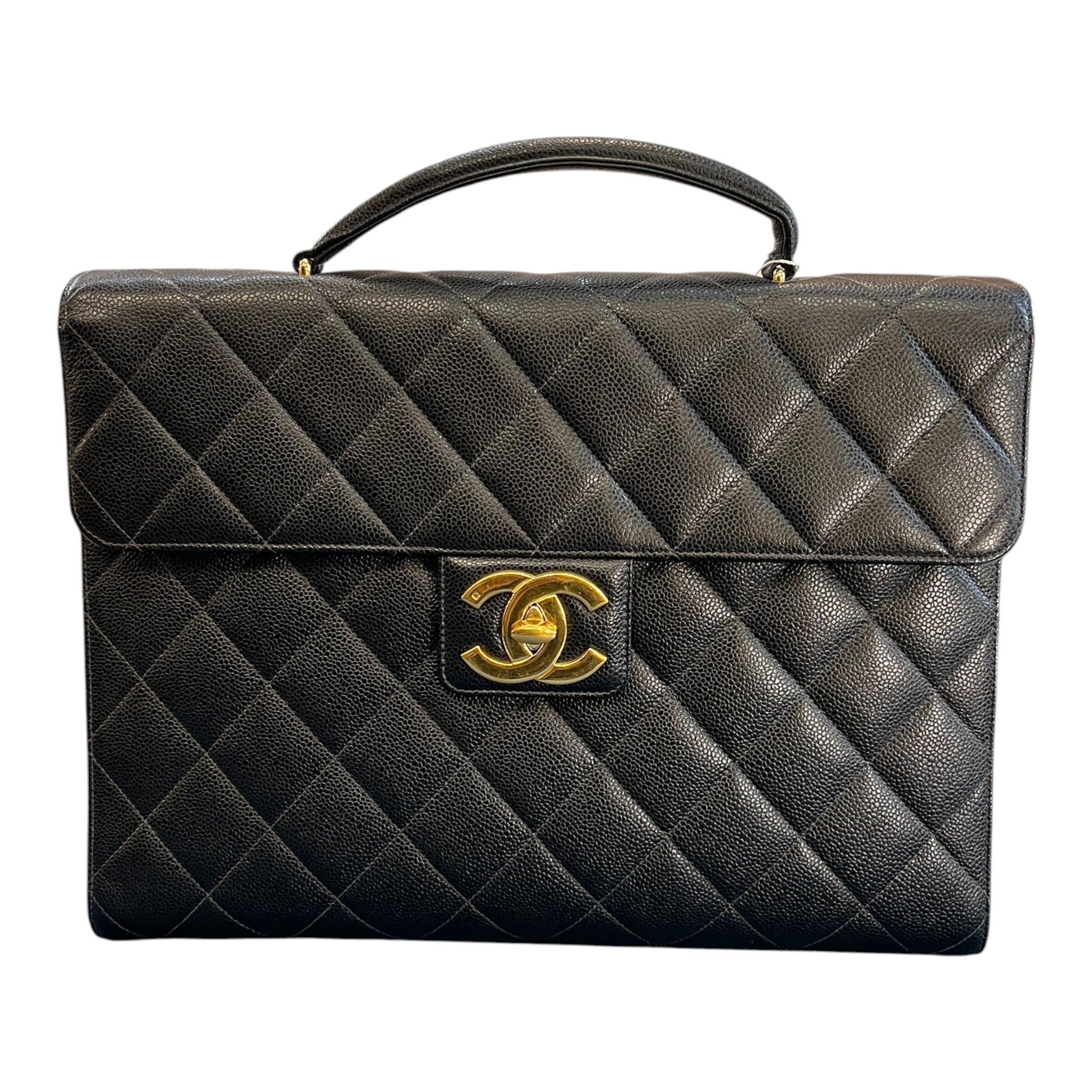 1996 Chanel CC Quilted Caviar Briefcase