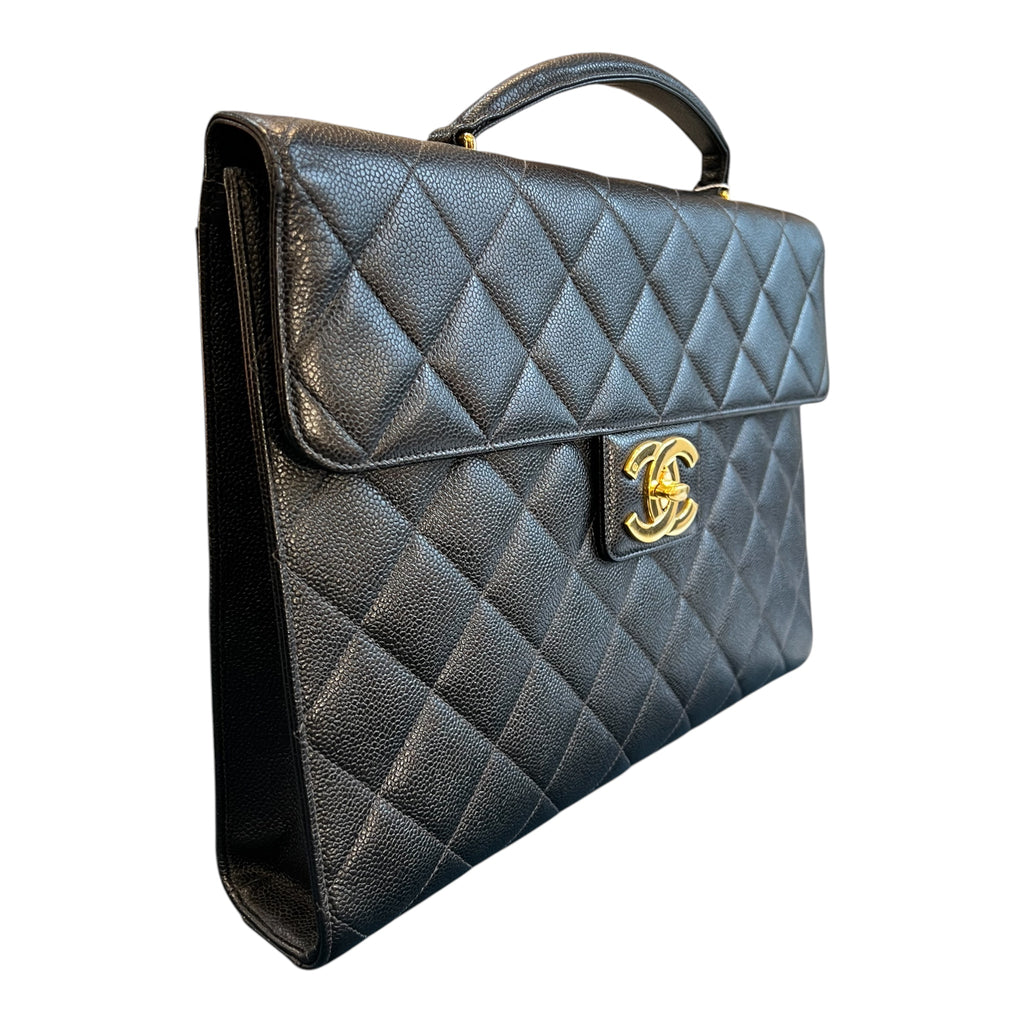 1996 Chanel CC Quilted Caviar Briefcase