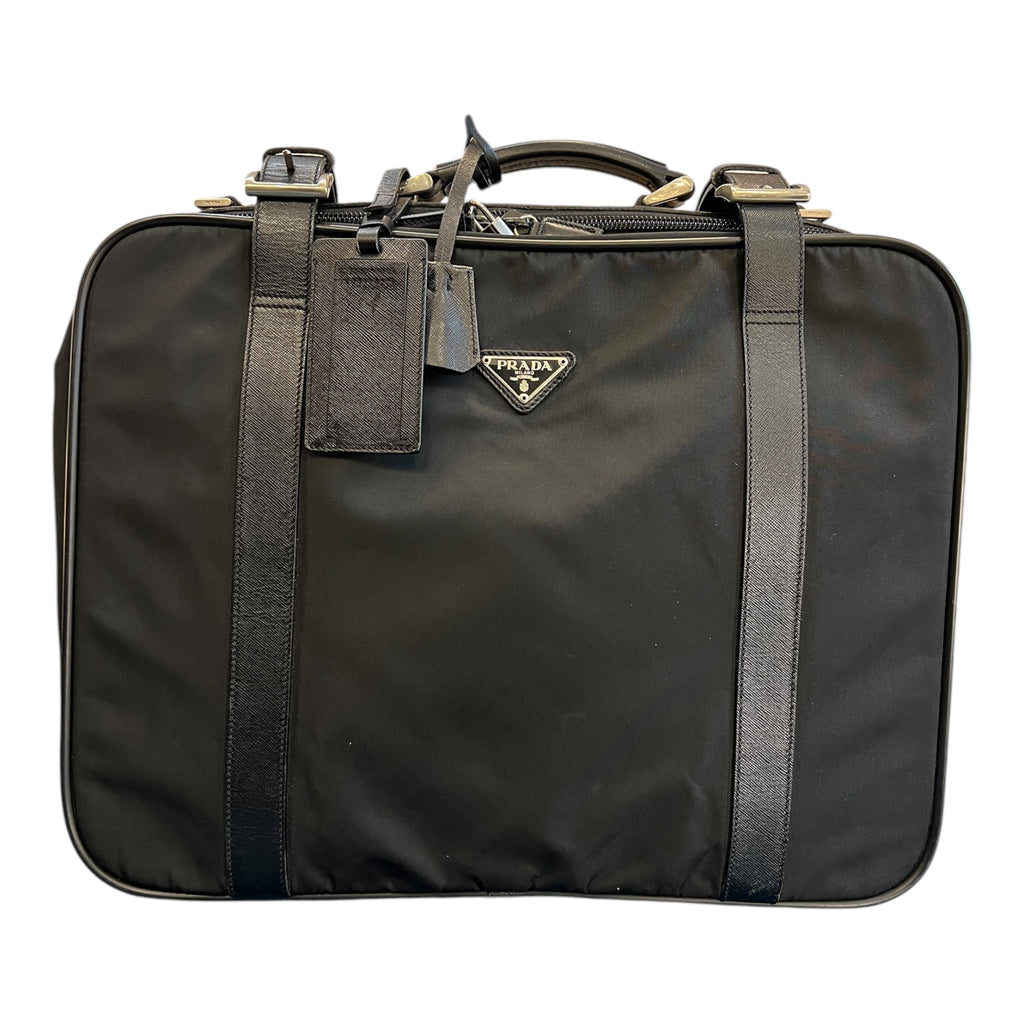 Prada Saffiano Trimmed Tessuto Suitcase Bag