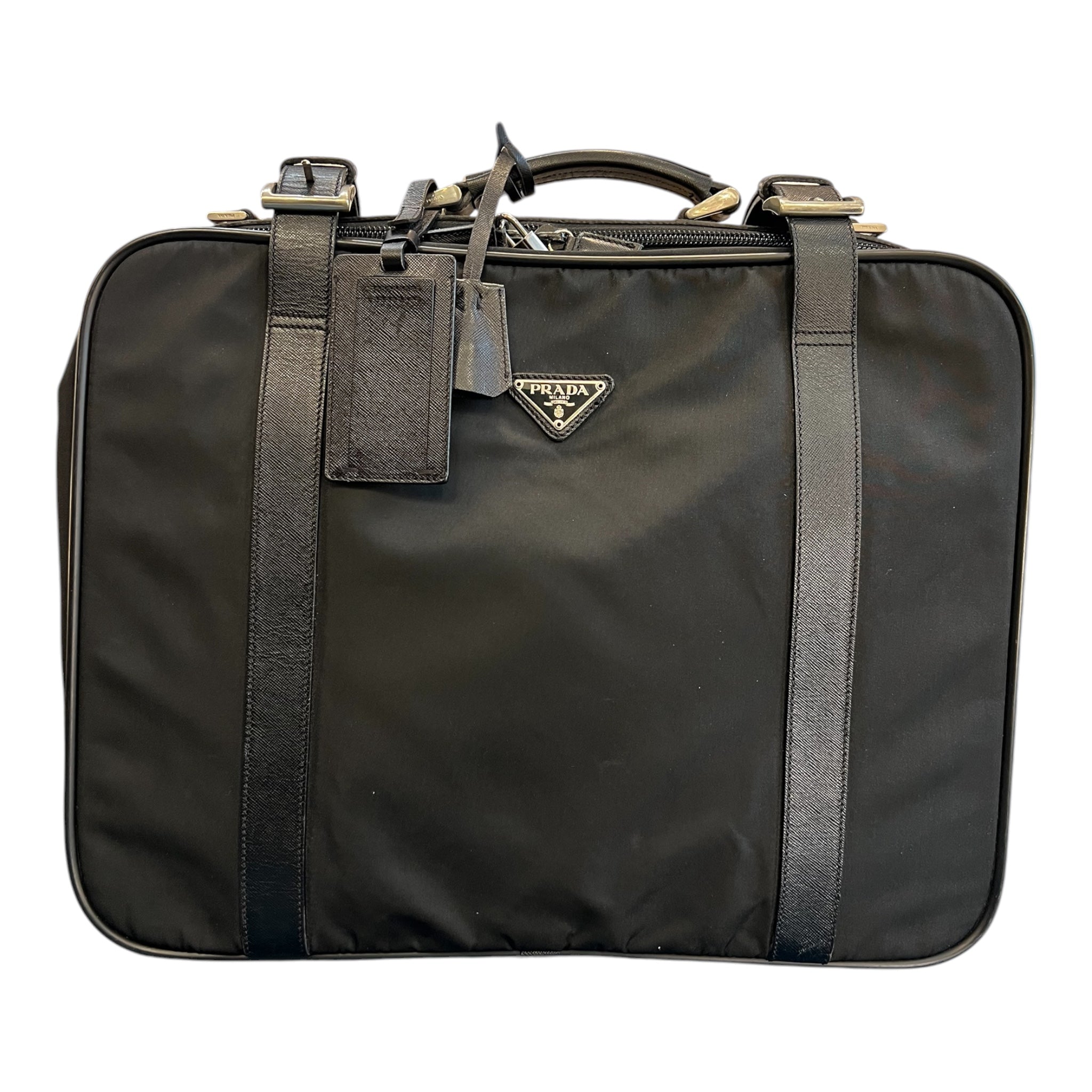 Prada Saffiano Trimmed Tessuto Suitcase Bag