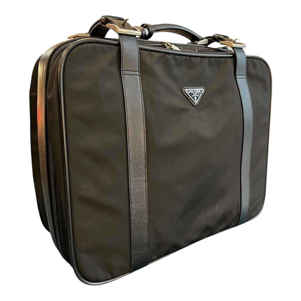 Prada Saffiano Trimmed Tessuto Suitcase Bag