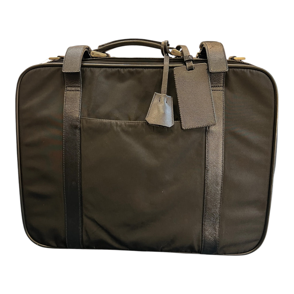 Prada Saffiano Trimmed Tessuto Suitcase Bag