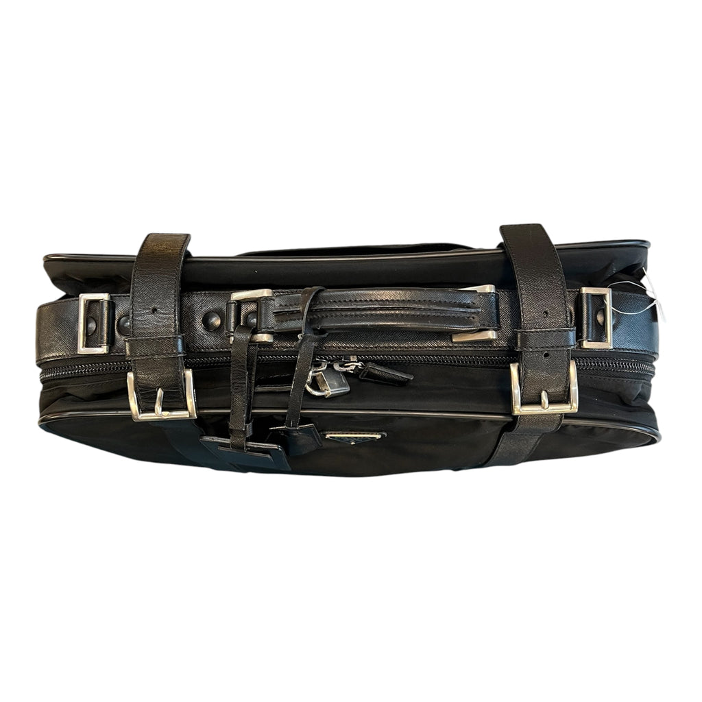 Prada Saffiano Trimmed Tessuto Suitcase Bag