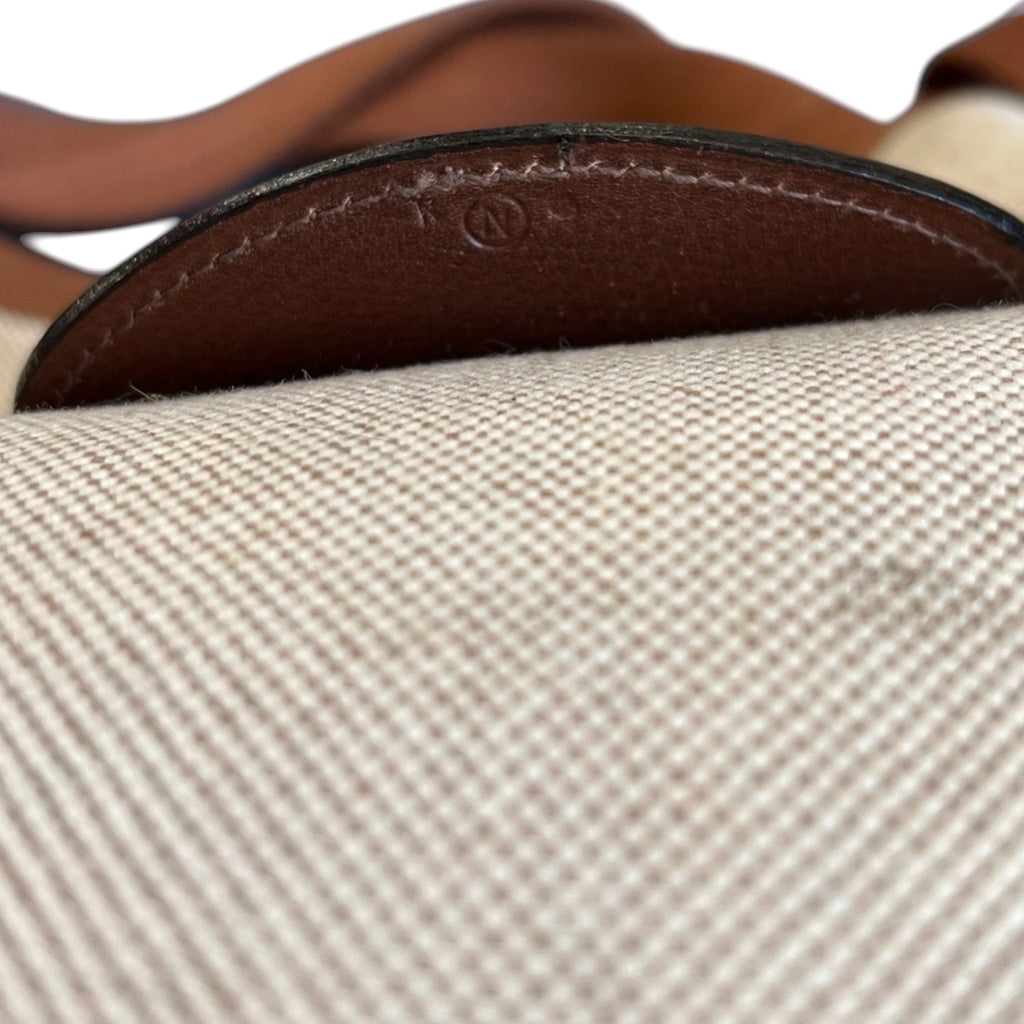 1984 Hermes Rodeo Shoulder Bag in Beige Canvas and Brown Leather