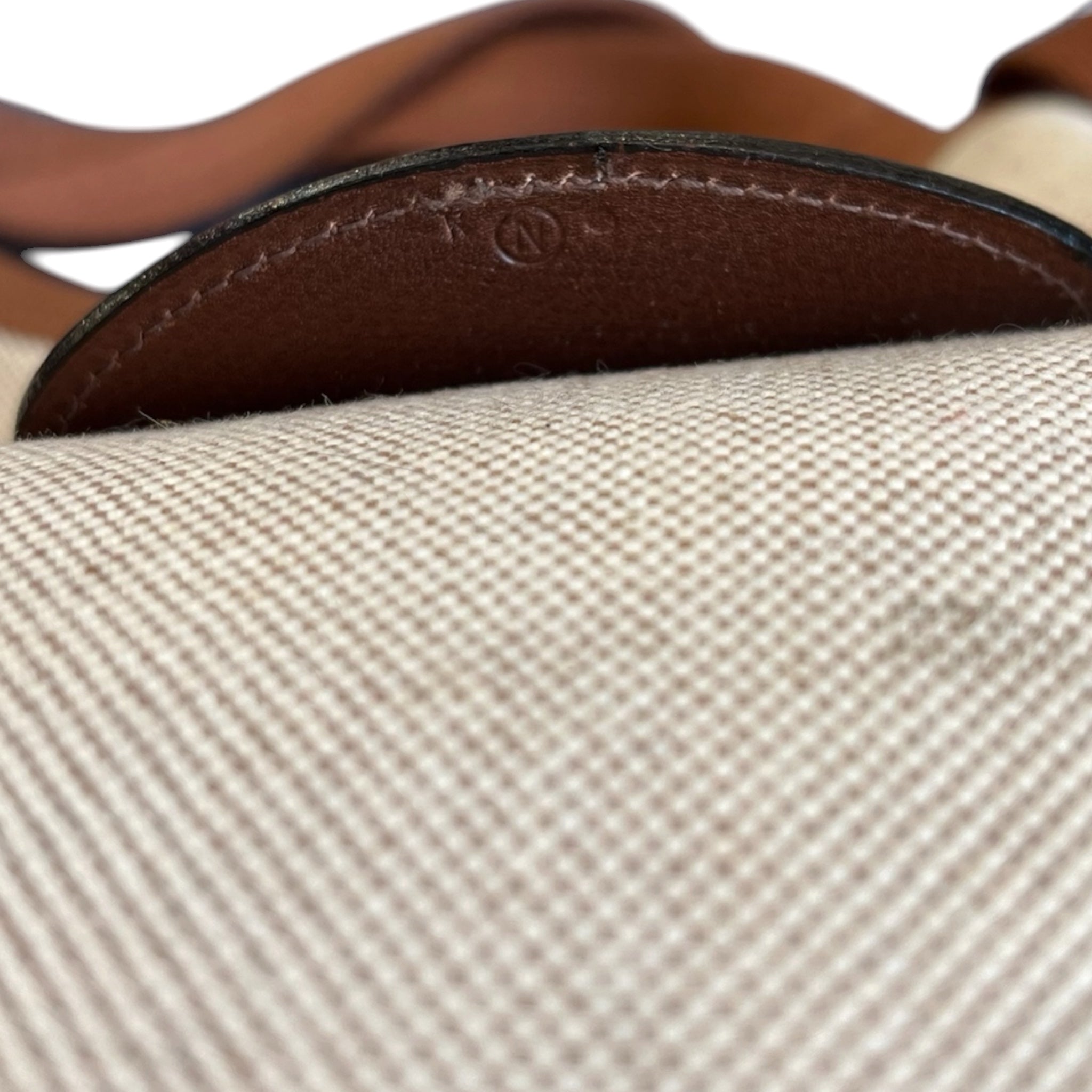 1984 Hermes Rodeo Shoulder Bag in Beige Canvas and Brown Leather