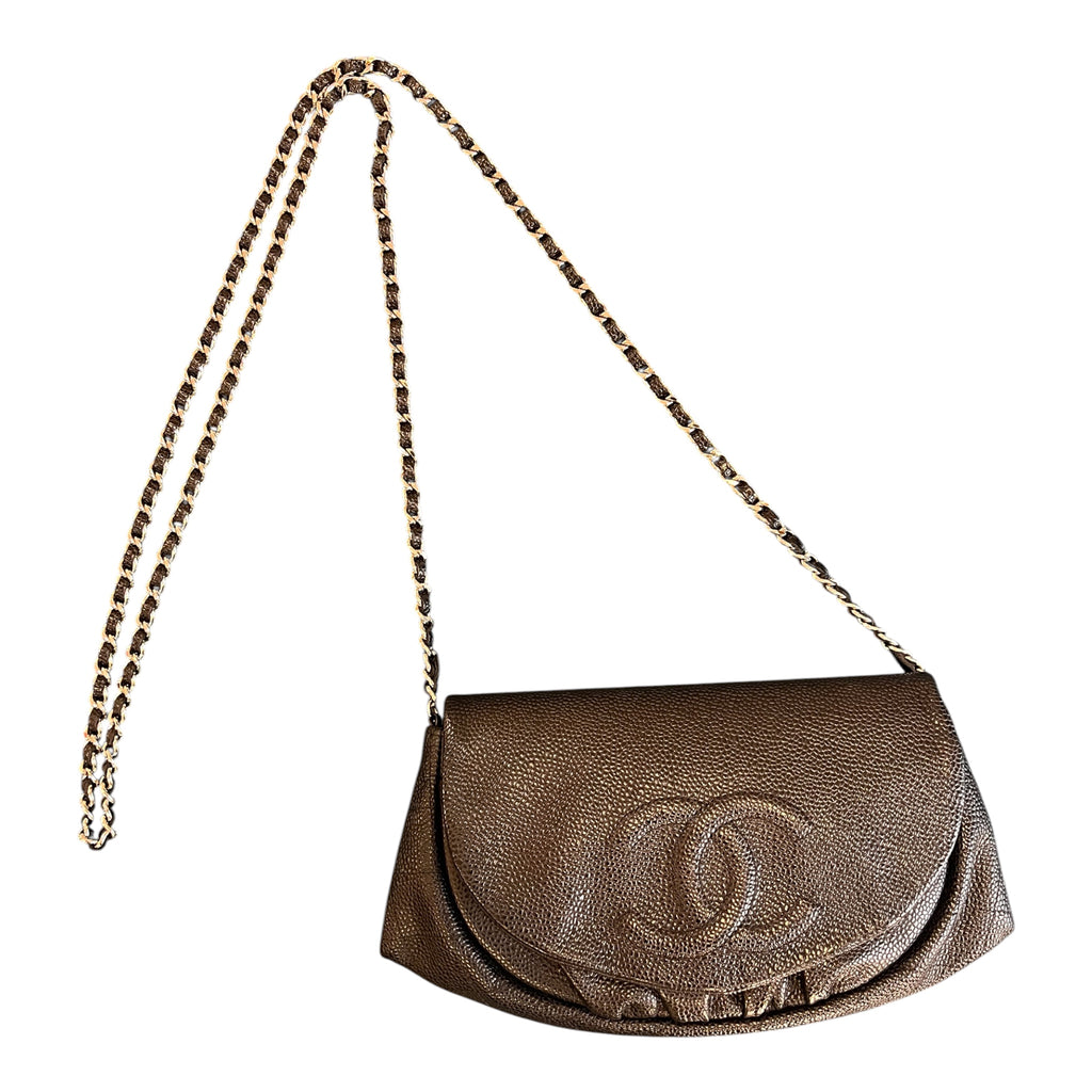 2011 Chanel CC Caviar Half Moon Wallet on Chain