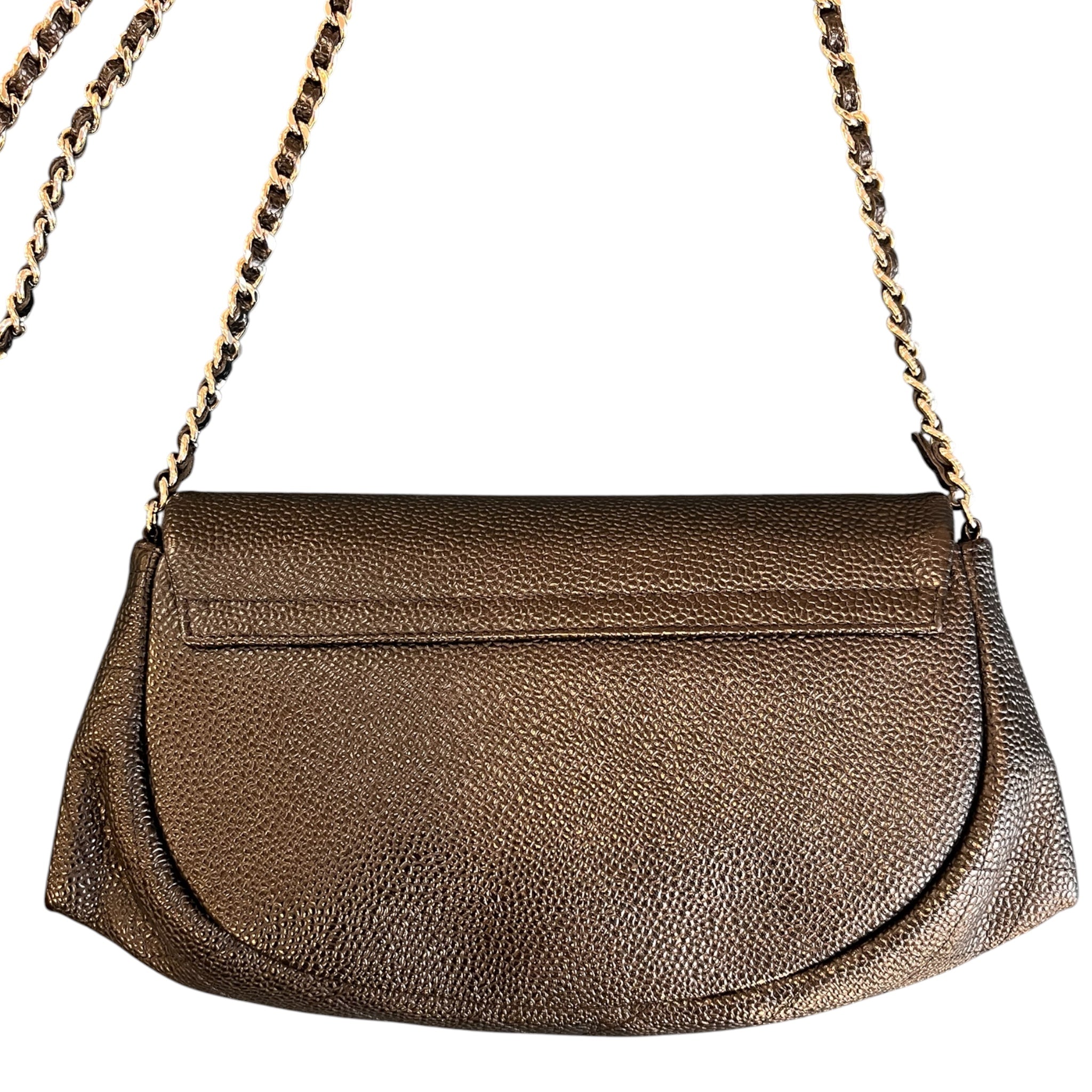 2011 Chanel CC Caviar Half Moon Wallet on Chain