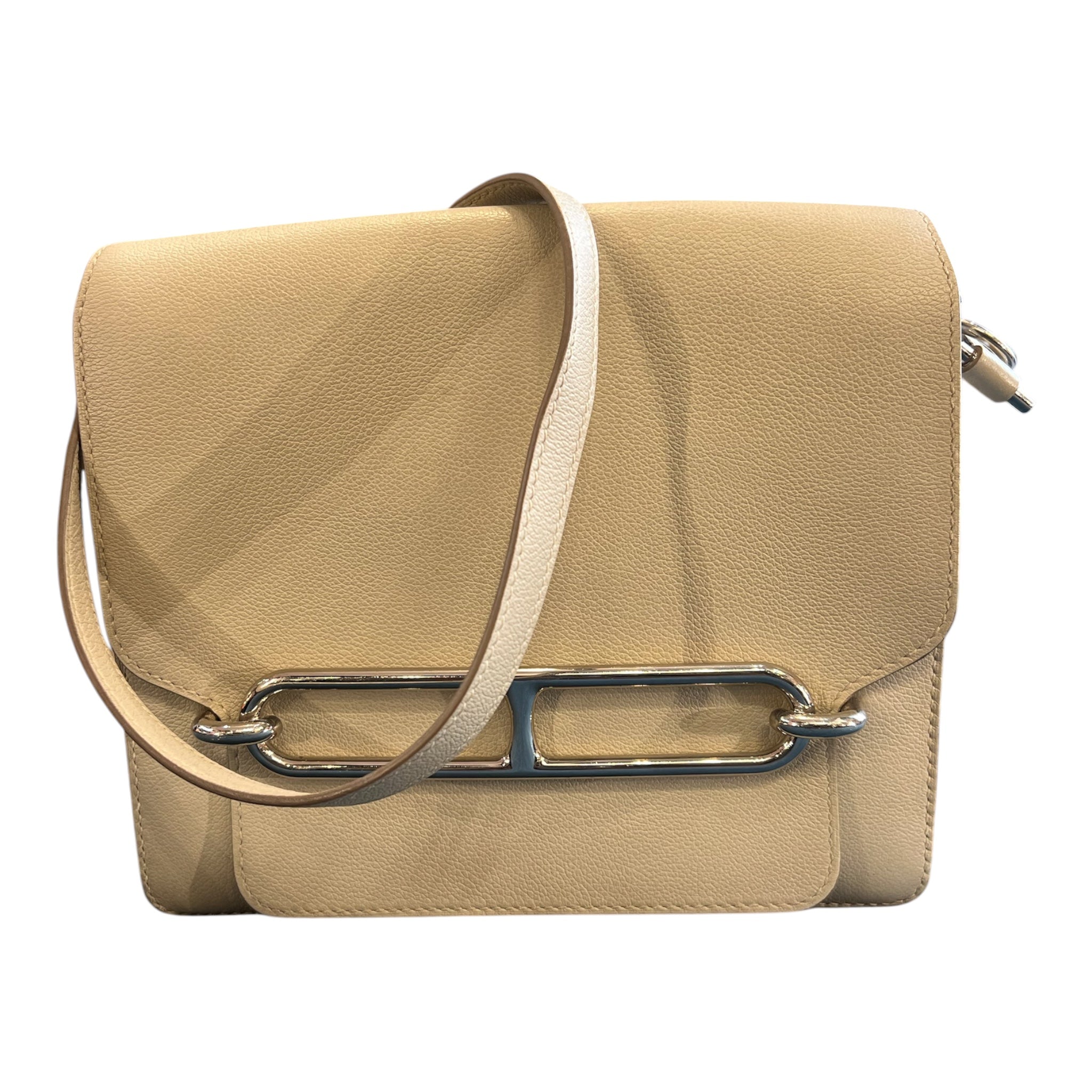 Hermès Beige Caviar Leather Shoulder Bag