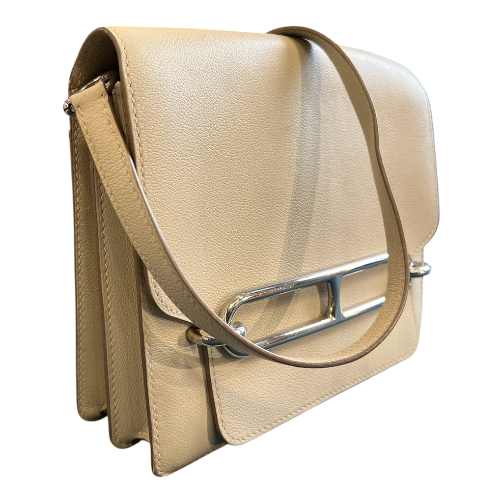 Hermès Beige Caviar Leather Shoulder Bag