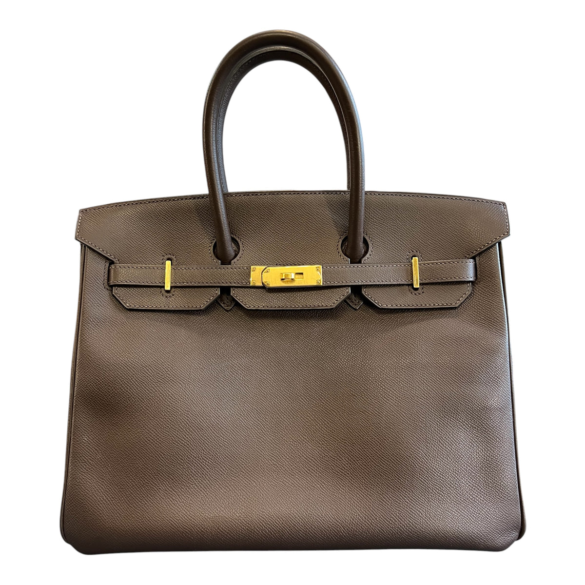 2010 Hermes Birkin Handbag 35, Brown Grained Leather