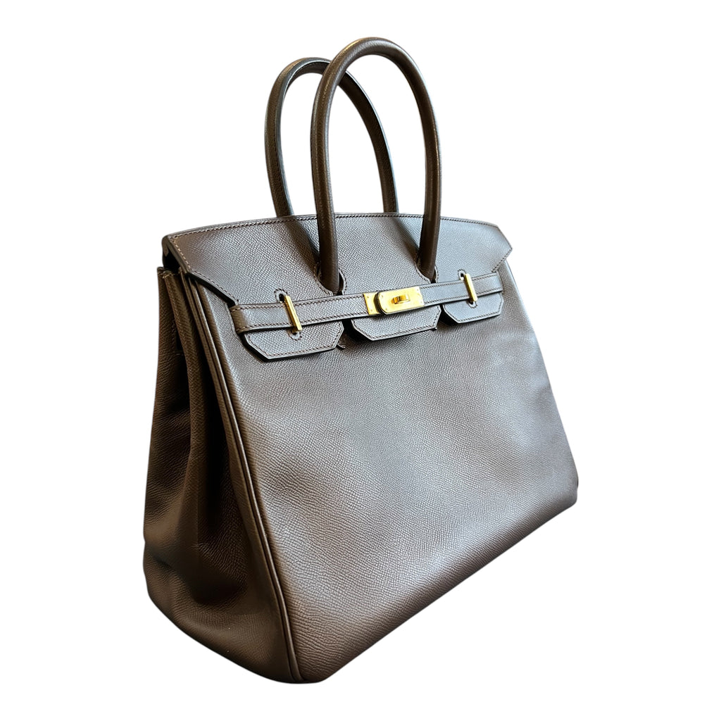 2010 Hermes Birkin Handbag 35, Brown Grained Leather