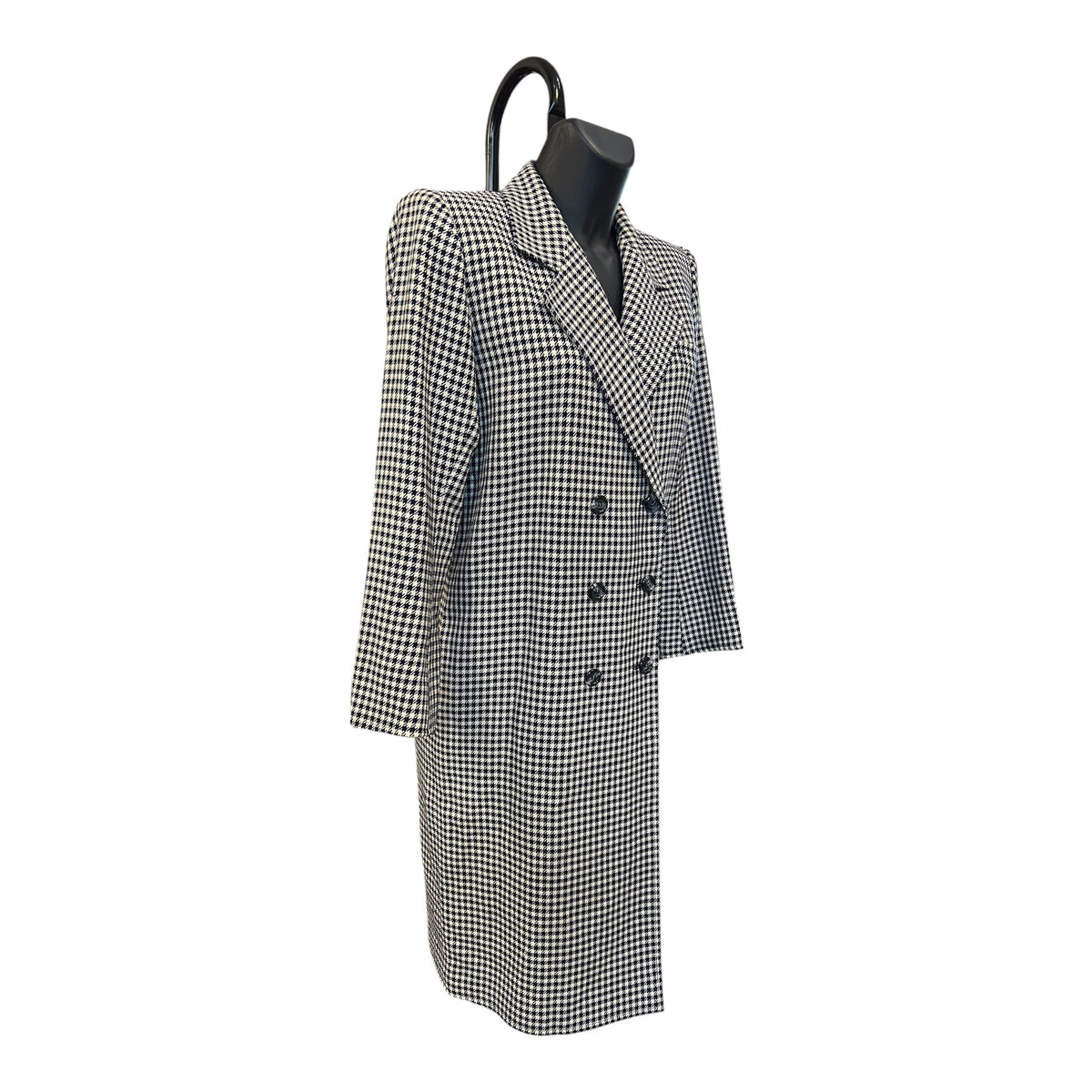 Saint Laurent Long Gray Checkered Coat