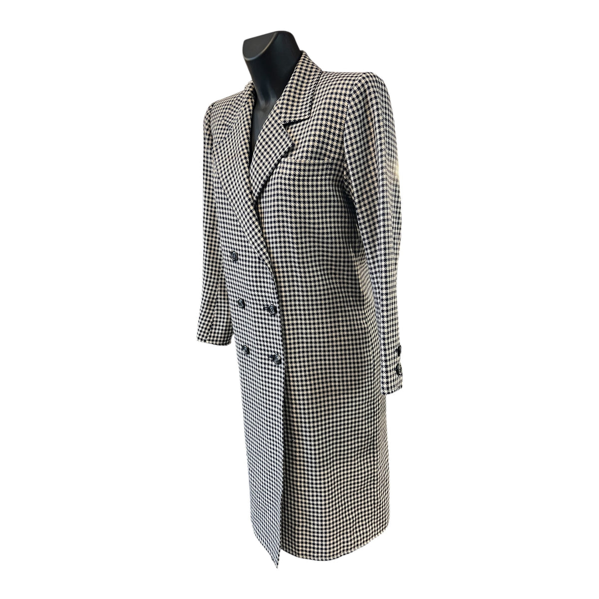 Saint Laurent Long Gray Checkered Coat