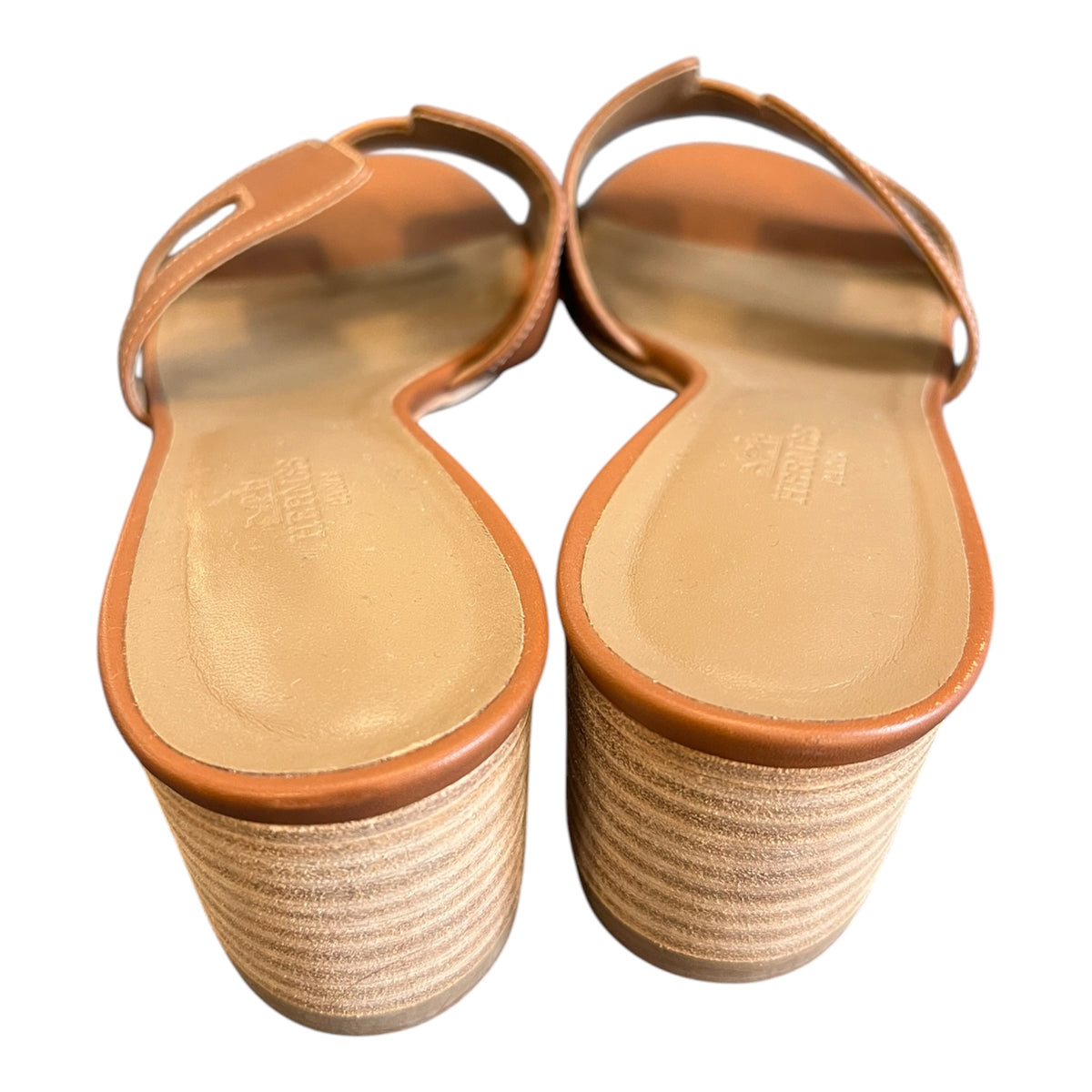 Brown Leather Hermes Heeled Sandals
