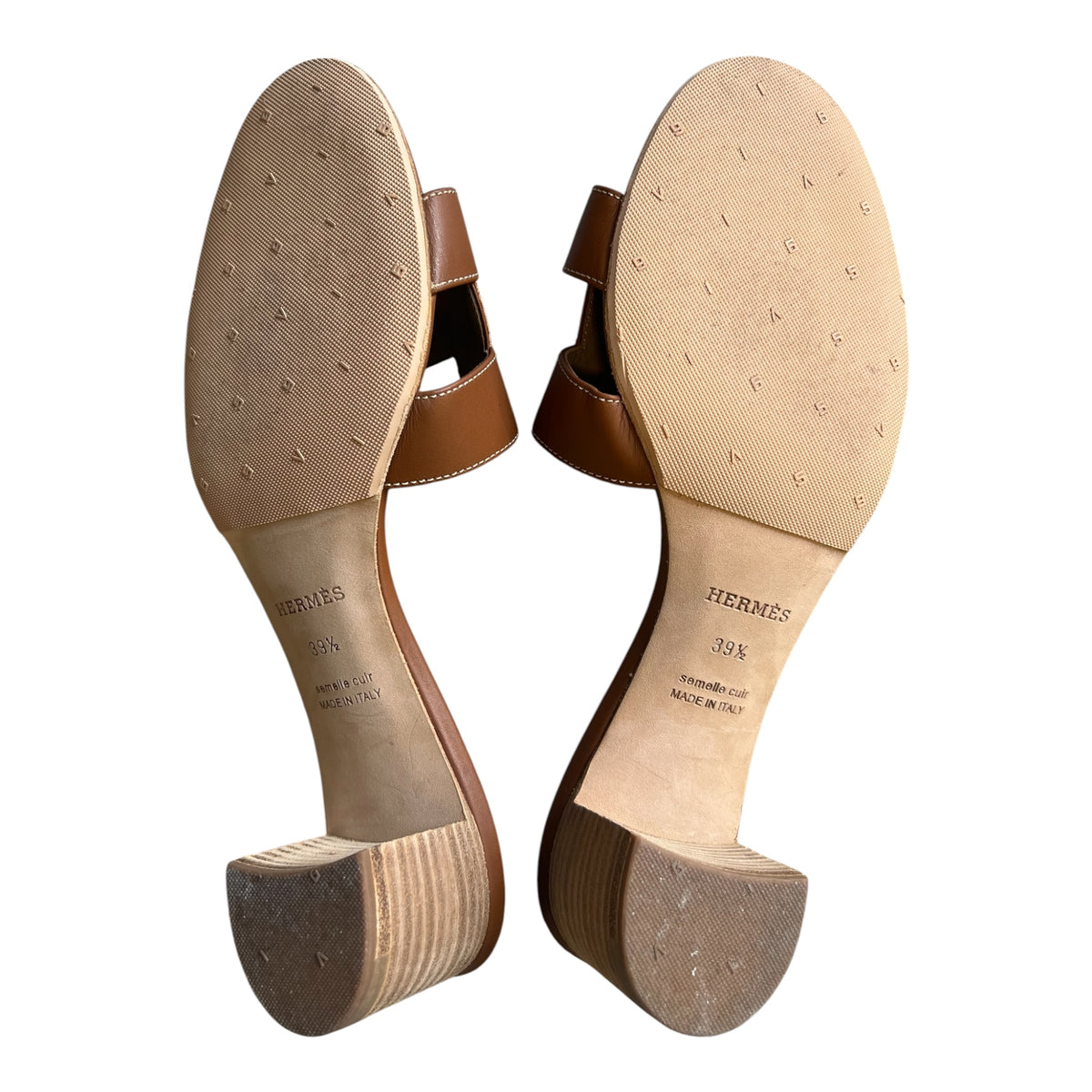 Brown Leather Hermes Heeled Sandals