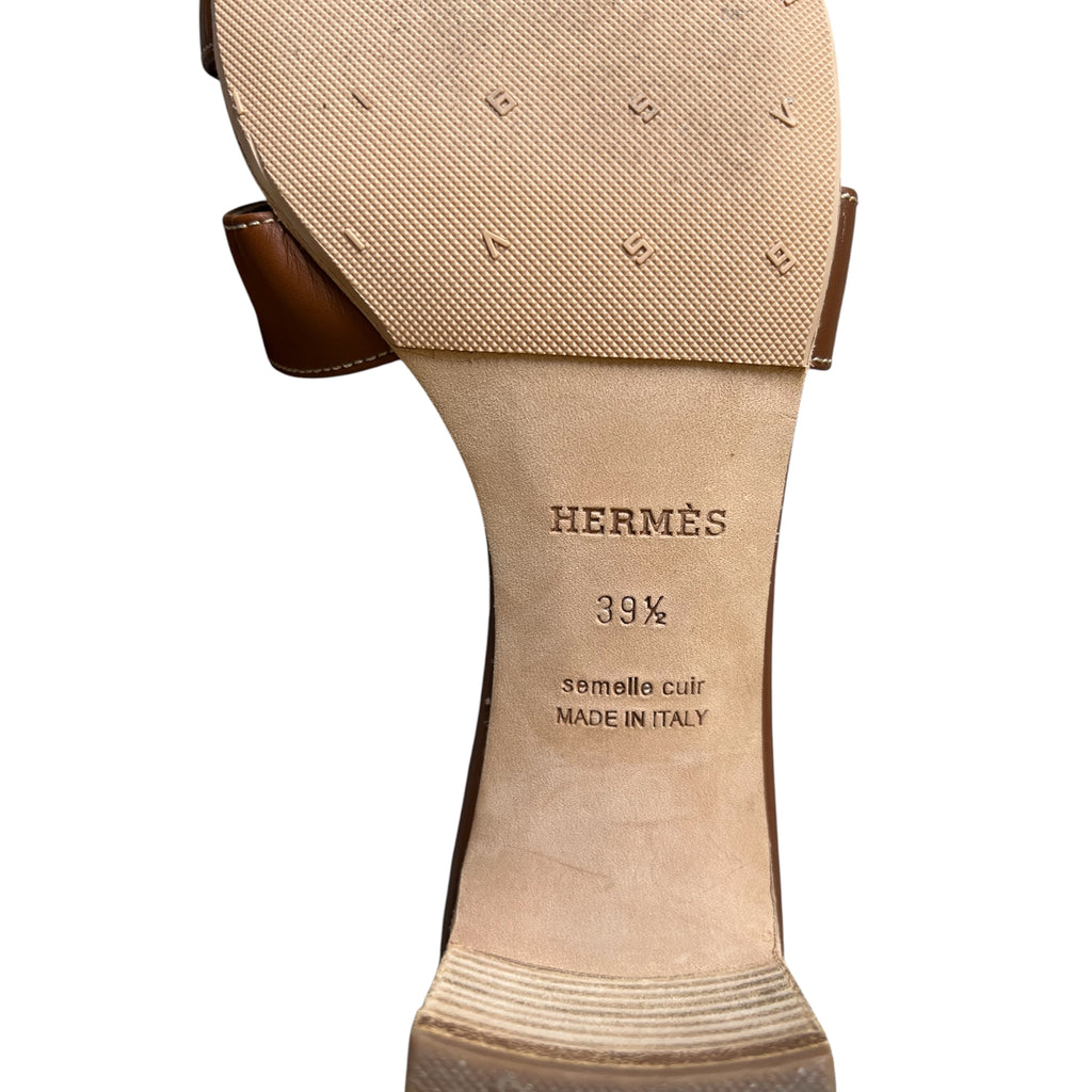 Brown Leather Hermes Heeled Sandals