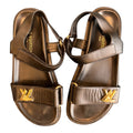 Louis Vuitton Black Leather Flip-Flops with LV Logo