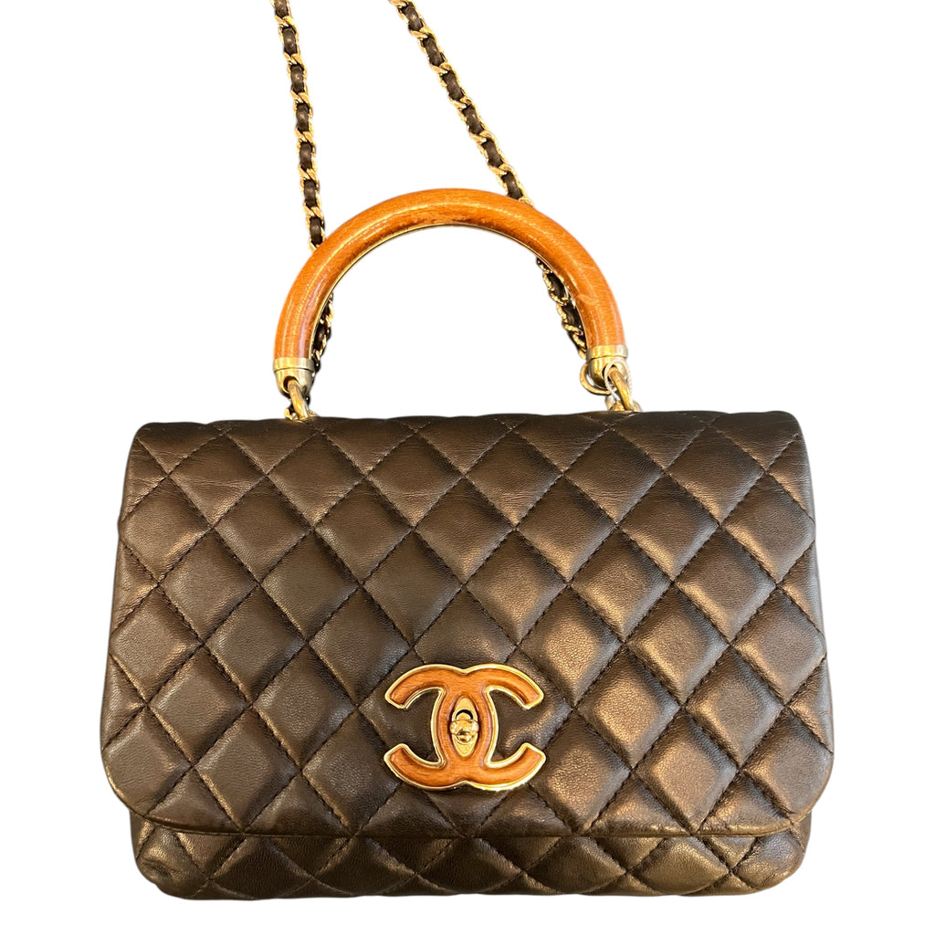 2018 Chanel Quilted Lambskin "Knock on Wood" Satchel