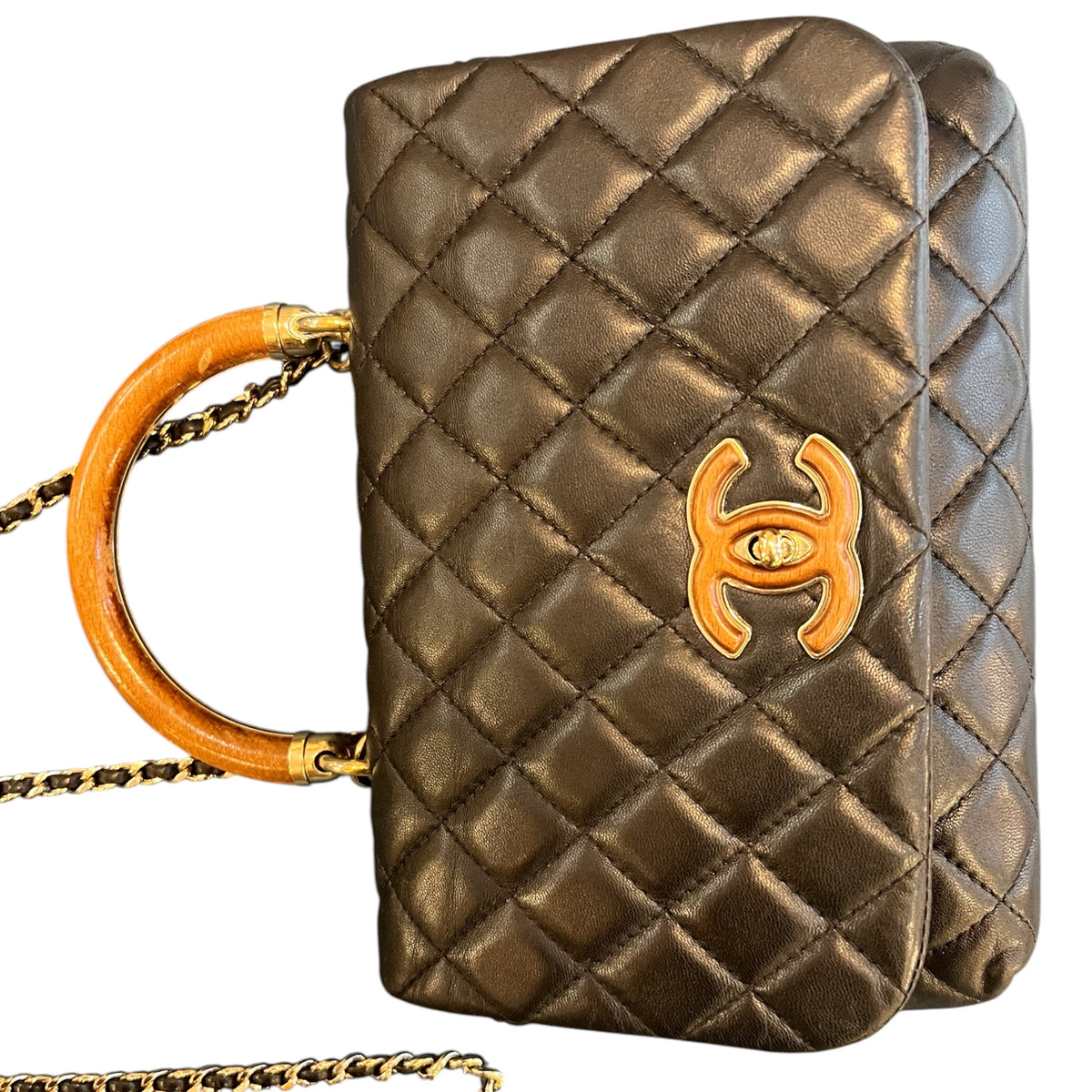 2018 Chanel Quilted Lambskin "Knock on Wood" Satchel