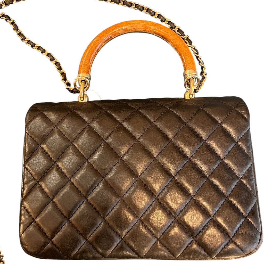 2018 Chanel Quilted Lambskin "Knock on Wood" Satchel