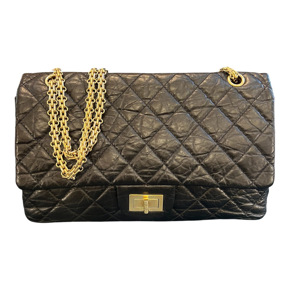 2011 Chanel Quilted Aged Calfskin Reissue 2.55 Double Flap 227 Handbag