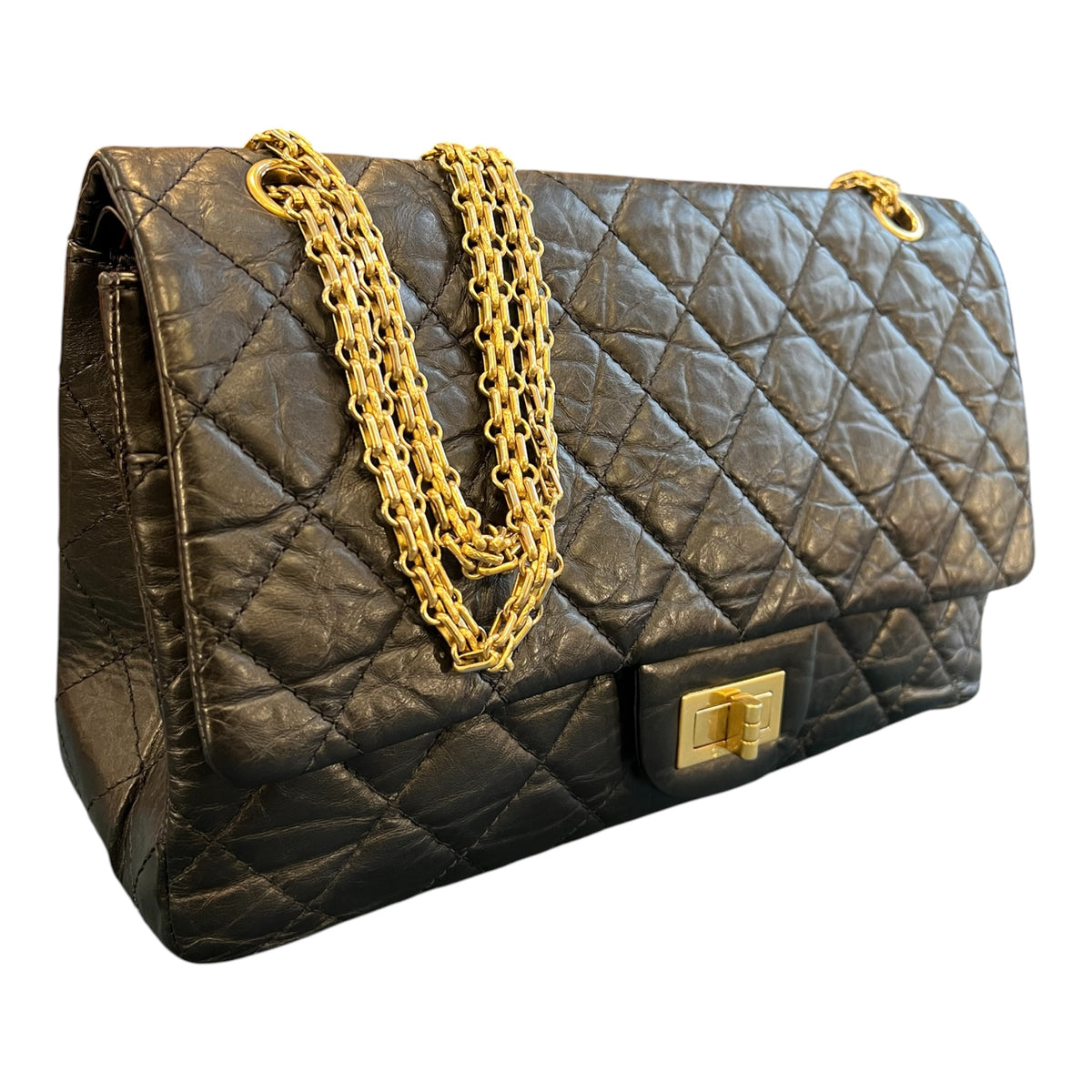 2011 Chanel Quilted Aged Calfskin Reissue 2.55 Double Flap 227 Handbag