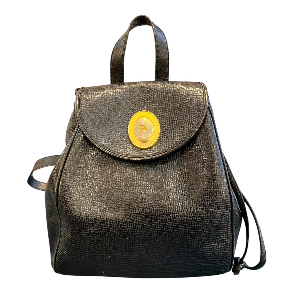 Black Christian Dior Leather Backpack
