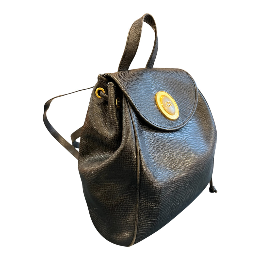 Black Christian Dior Leather Backpack