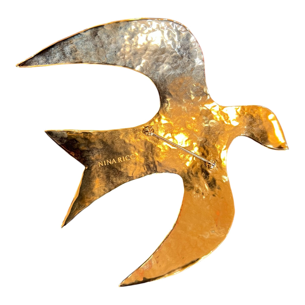 2010 Nina Ricci Golden Elegant Swallow Brooch