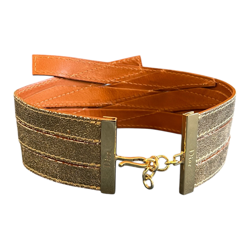 2003-2004 Christian Dior Golden Leather Choker from the Matrix Collection by John Galliano