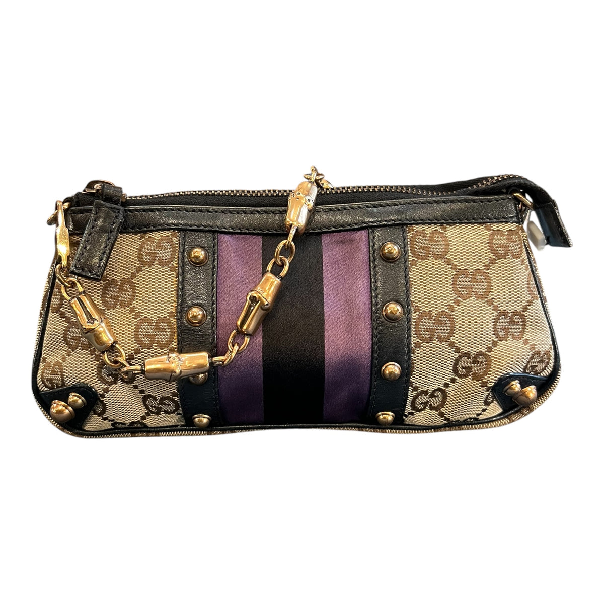 Gucci GG Canvas Web Studded Clutch
