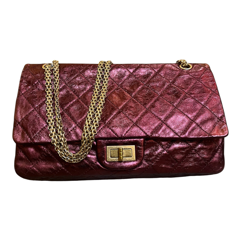 2008 Chanel Quilted Metallic Lambskin Reissue 2.55 Double Flap 227 Handbag
