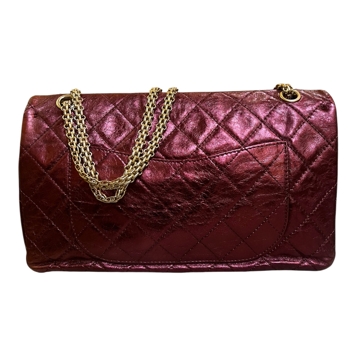 2008 Chanel Quilted Metallic Lambskin Reissue 2.55 Double Flap 227 Handbag