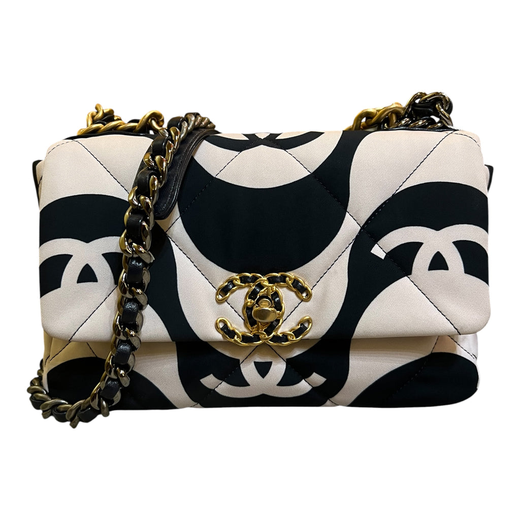 2022 Chanel Medium Printed Silk 19 Flap Bag
