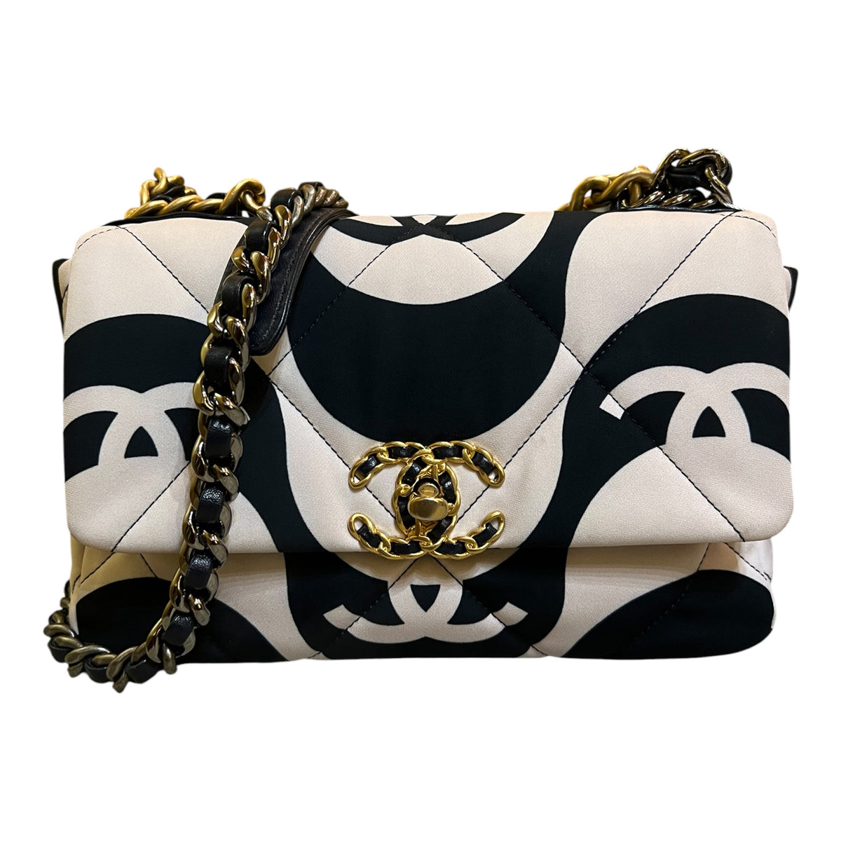 2022 Chanel Medium Printed Silk 19 Flap Bag