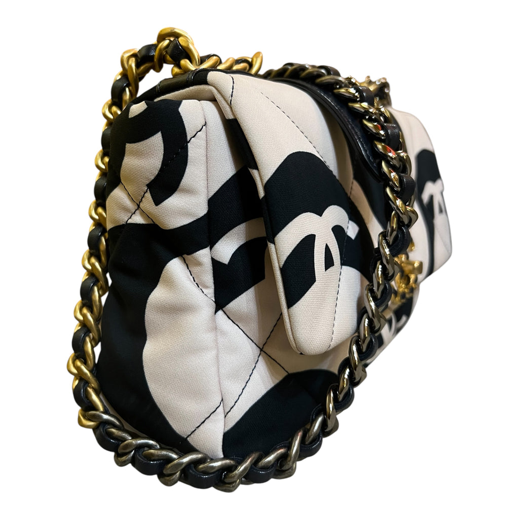 2022 Chanel Medium Printed Silk 19 Flap Bag