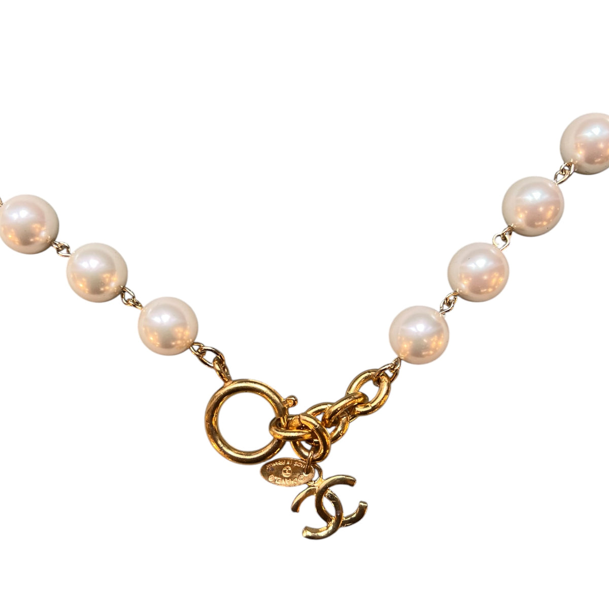 Chanel CC Gold-Plated and Faux Pearl Necklace