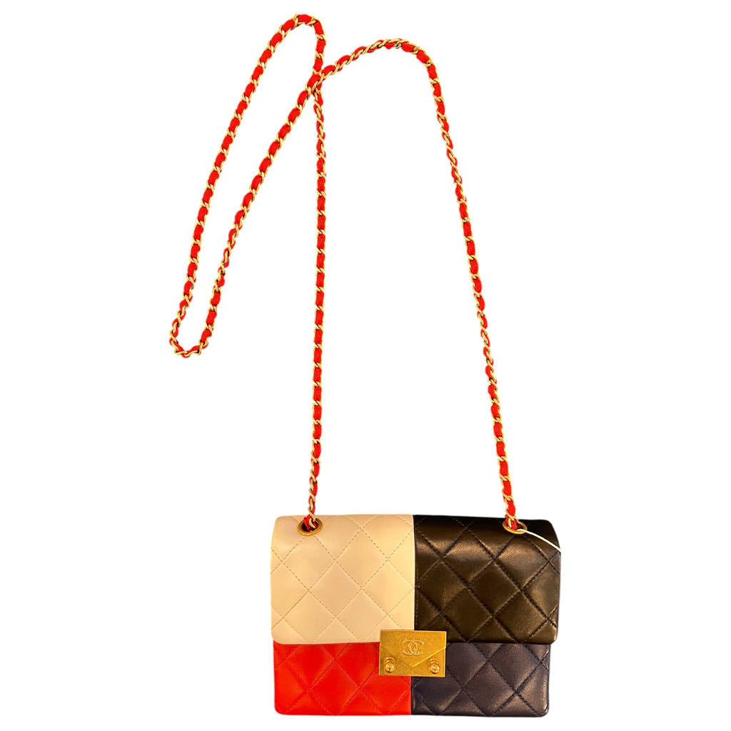 2016 Chanel Quilted Lambskin Colorblock Pagoda Flap