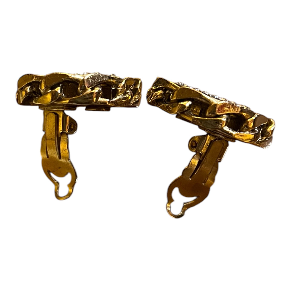 Chanel CC Gold-Plated Rhinestone Clip-On Earrings