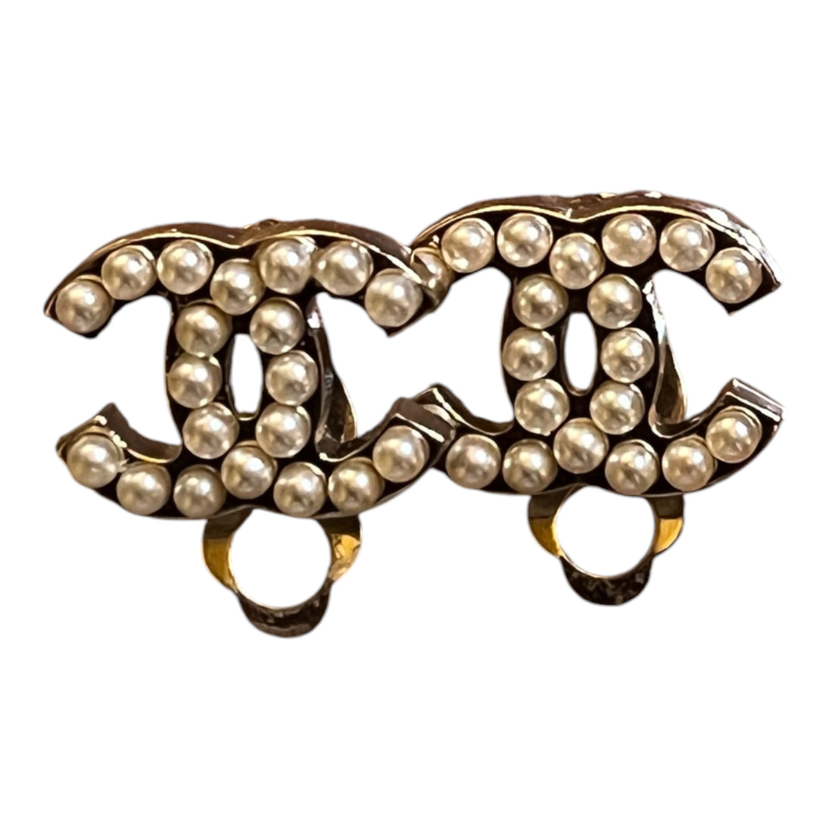 Chanel CC Gold-Plated Faux Pearl Clip-On Earrings