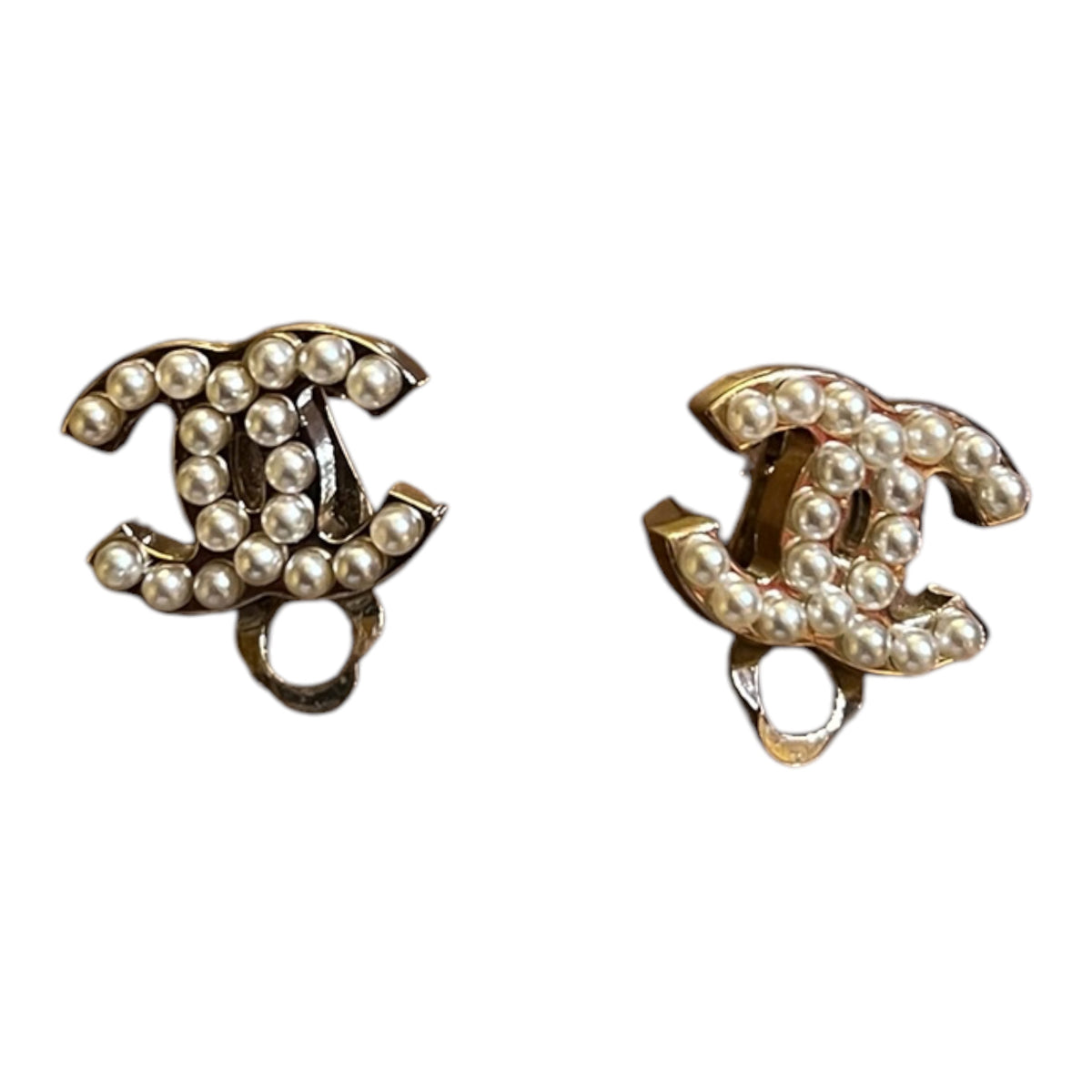 Chanel CC Gold-Plated Faux Pearl Clip-On Earrings