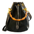 Gucci Suede Bamboo Drawstring Bucket Bag