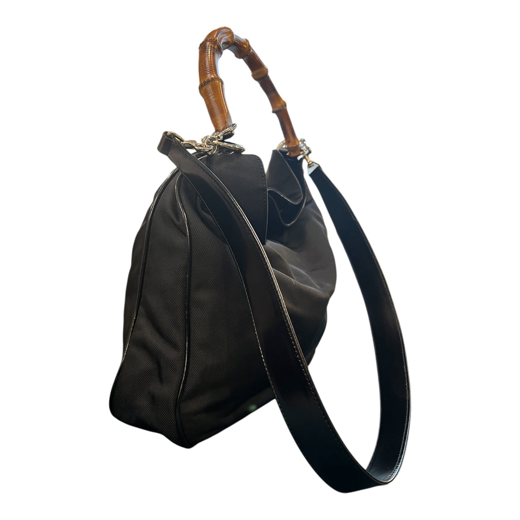 Gucci Nylon Bamboo Satchel Handbag